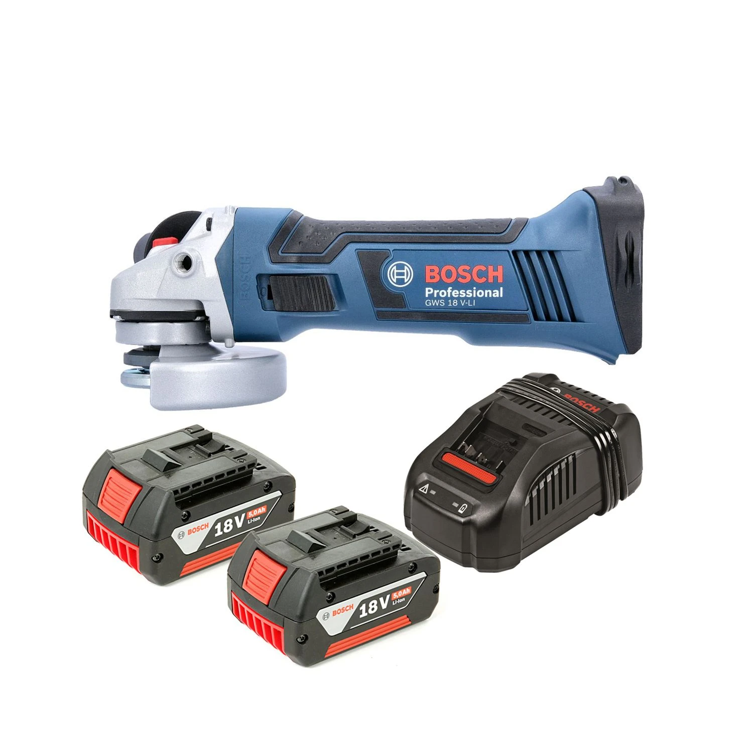 Bosch GWS 18 V-LI Cordless Angle Grinder 115mm With 2 X 5.0Ah Batteries & Charger 3 Bosch GWS 18 V-LI Cordless Angle Grinder 115mm With 2 X 5.0Ah Batteries & Charger