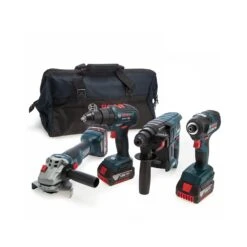 Bosch 0615990M2B 18V 4 Piece Cordless Power Tool Kit With 3 X 4.0Ah Batteries, Charger & Tool Bag