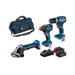 Bosch 0615990N35 18V Cordless Brushless Professional 3 Piece Power Tool Kit With 2 X 5.0Ah Batteries, Charger & Tool Bag