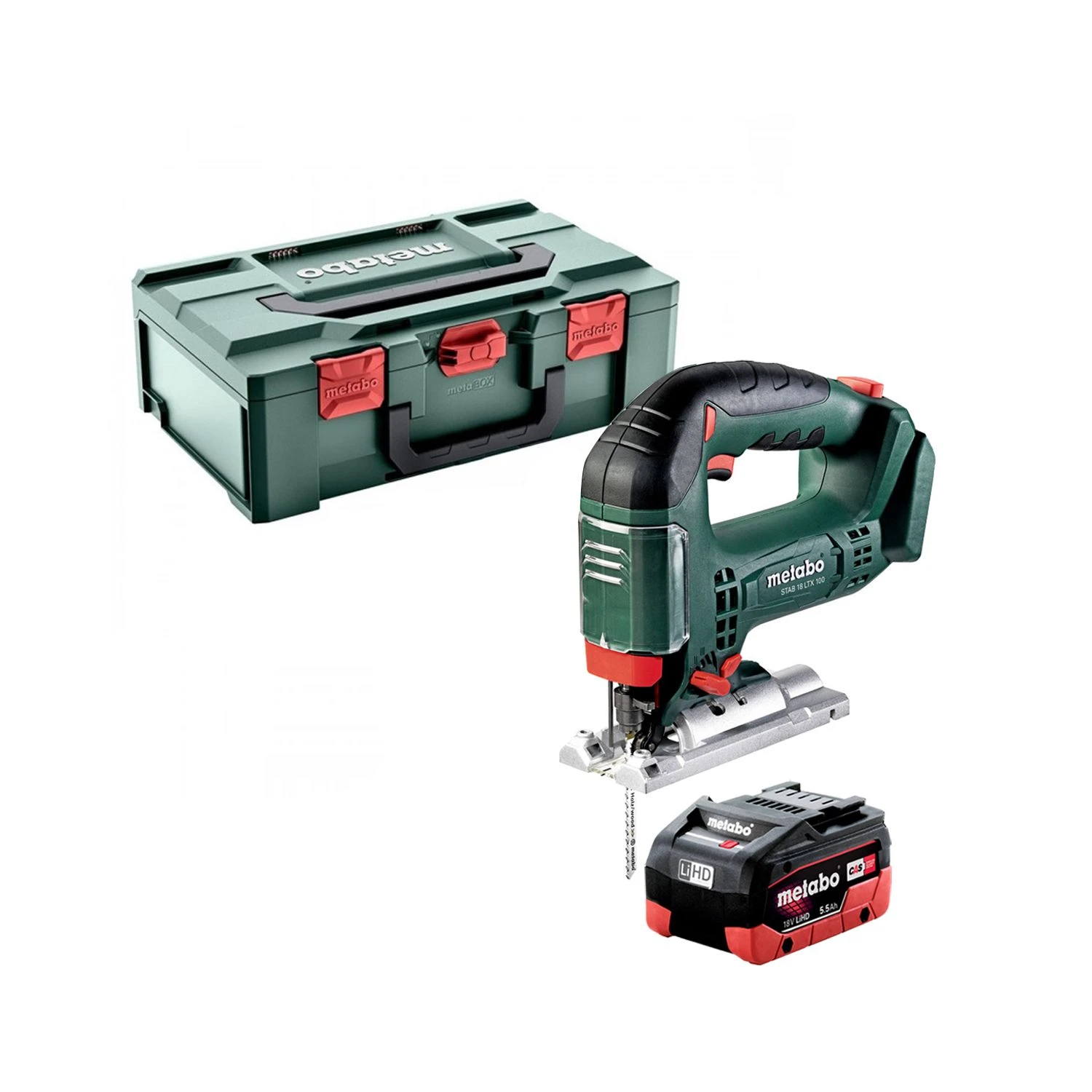 Metabo STAB 18 LTX 100 18V Cordless Bow Handle Jigsaw With 1 X 5.5Ah Battery & MetaBOX 3 Metabo STAB 18 LTX 100 18V Cordless Bow Handle Jigsaw With 1 X 5.5Ah Battery & MetaBOX