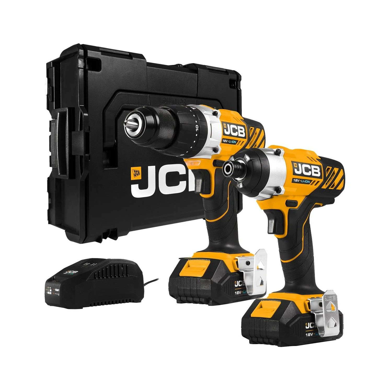 JCB 21-18TPK-2 18V Cordless Combi Drill & Impact Driver Twin Pack With 2 X 2.0Ah Batteries, Charger & L-Boxx 3 JCB 21-18TPK-2 18V Cordless Combi Drill & Impact Driver Twin Pack With 2 X 2.0Ah Batteries, Charger & L-Boxx