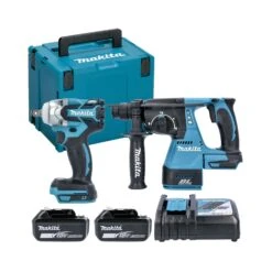 Makita DLX2268TJ 18V Impact Wrench & Rotary Hammer Twin Pack With 2 X 5.0Ah Batteries. Charger & Case