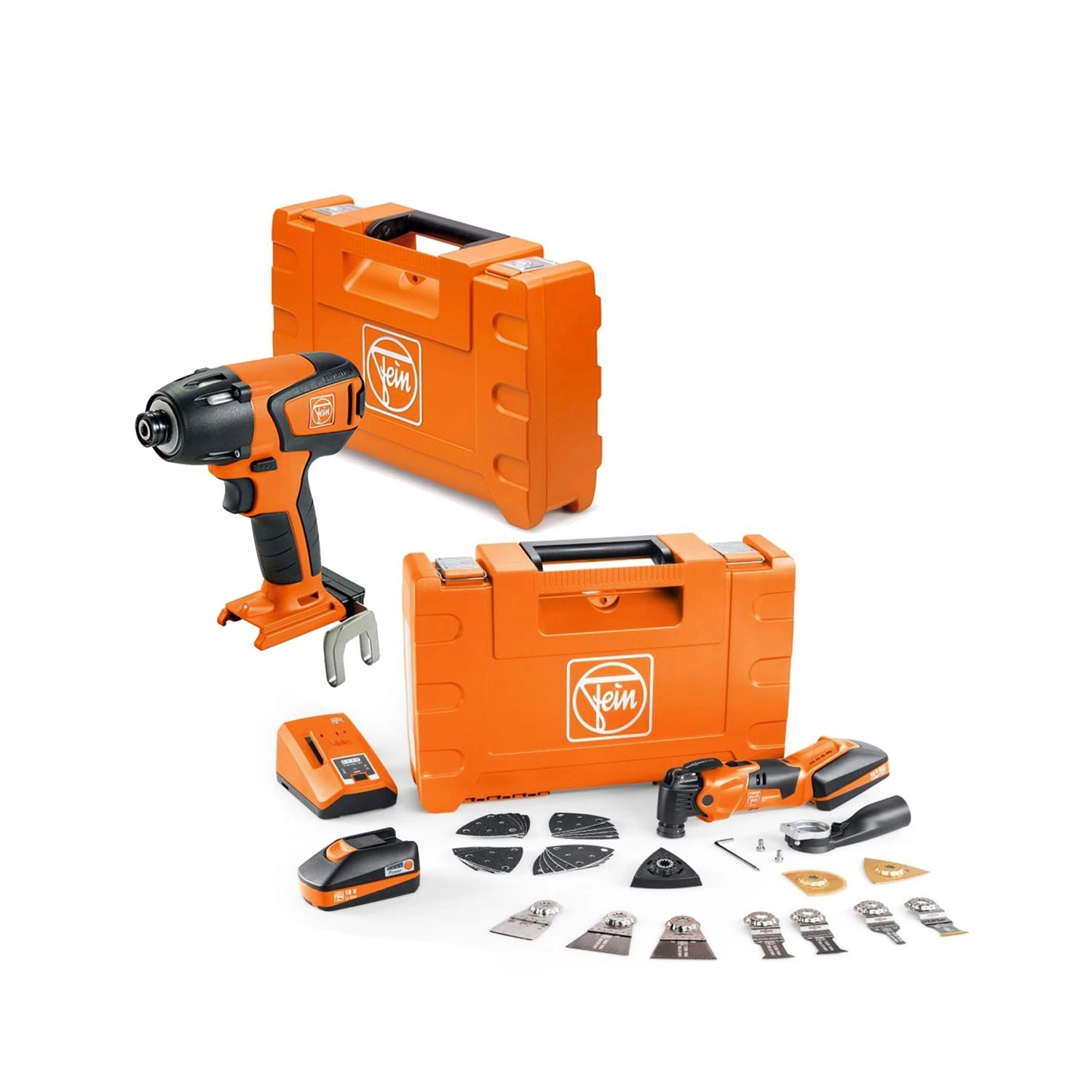 Fein AMM 500 Max Top 18V Multi-Tool & ASCD 18-200 W4 Impact With 2 X 3.0Ah Batteries, Charger & Cases 3 Fein AMM 500 Max Top 18V Multi-Tool & ASCD 18-200 W4 Impact With 2 X 3.0Ah Batteries, Charger & Cases
