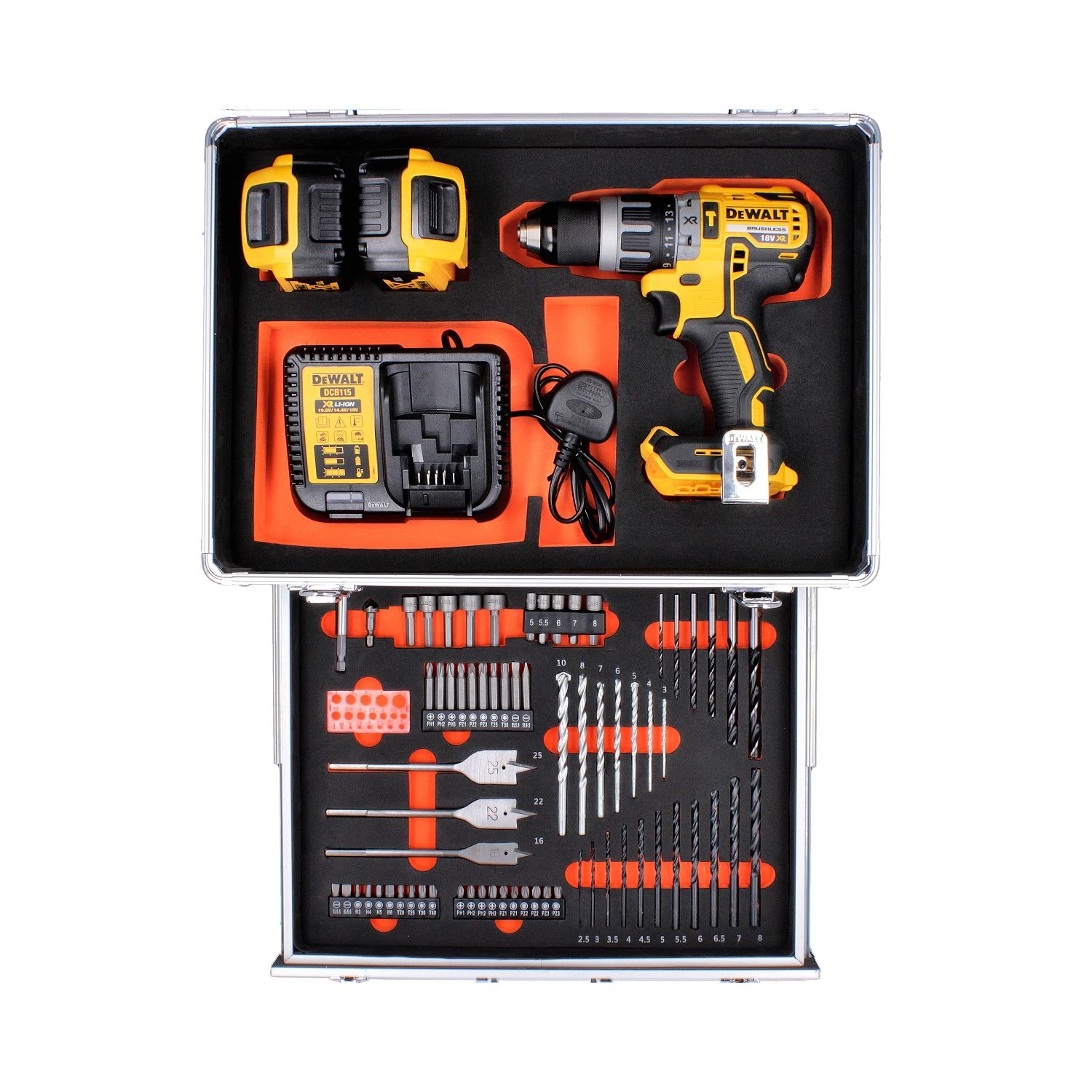 DeWalt DCD796 18V XR Brushless Combi Drill With 2 X 5.0Ah Batteries, Charger & 70 Piece Acc. Set In Case 4 DeWalt DCD796 18V XR Brushless Combi Drill With 2 X 5.0Ah Batteries, Charger & 70 Piece Acc. Set In Case - Image 2