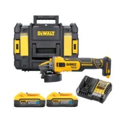 Dewalt DCG409H2T 18V XR Cordless Brushless 125mm Angle Grinder With 2 X 5.0Ah Powerstack Batteries, Charger & Case