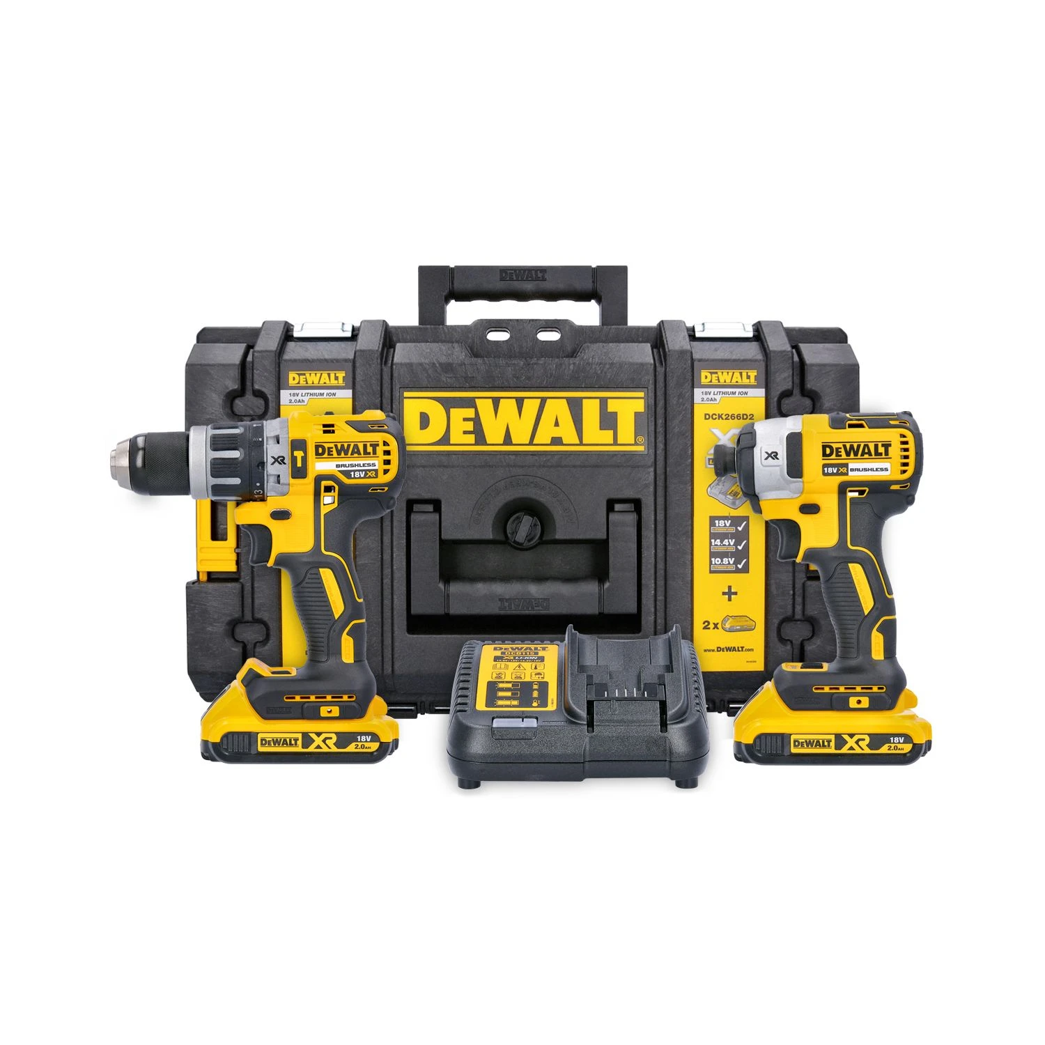 DeWalt DCK266D2 18V Brushless Combi Drill & Impact Driver Twin Pack With 2 X 2.0Ah Batteries, Charger & DS150 Toughsystem Case 3 DeWalt DCK266D2 18V Brushless Combi Drill & Impact Driver Twin Pack With 2 X 2.0Ah Batteries, Charger & DS150 Toughsystem Case