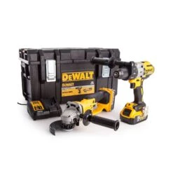 Dewalt DCK278P2 18V XR Brushless Cordless Combi Drill & Angle Grinder Twin Pack With 2 X 5.0Ah Batteries, Charger & Case