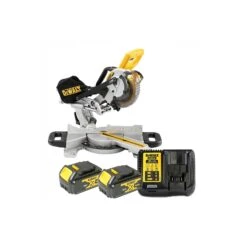 DeWalt DCS365M2 18V XR Cordless 184mm Slide Mitre Saw With 2 X 4.0Ah Batteries & Charger