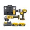 DeWalt 18V Cordless Brushless DCD996N Combi Drill & DCG405N 125mm Angle Grinder Twin Pack With 2 X 5.0Ah Batteries, Charger & TSTAK VI Case -ToolMax Store dew kit 8