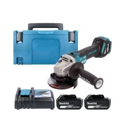 Makita DGA463 18V LXT Cordless Brushless 115mm Angle Grinder With 2 X 4.0Ah Batteries, Charger & Type 3 Case