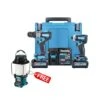Makita DK0114G208 40Vmax XGT Brushless Combi Drill & Impact Driver Twin Pack With 2 X 2.5Ah Batteries, Charger & Case + Free MR009GZ Radio Lantern