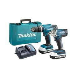 Makita DK18922A 18 V G-Series Cordless Combi Drill & Impact Driver Twin Pack With 2 X 2.0Ah Batteries, Charger & Case