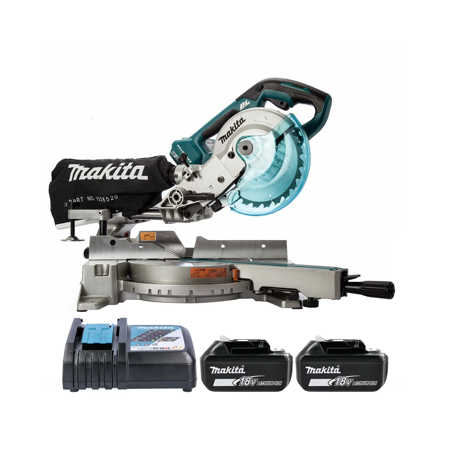 Makita DLS714 Twin 18V 190mm Slide Compound Mitre Saw With 2 X 5.0Ah Batteries & Charger 3 Makita DLS714 Twin 18V 190mm Slide Compound Mitre Saw With 2 X 5.0Ah Batteries & Charger