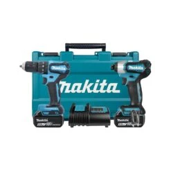 Front Page 32 Makita DLX2221ST 18V LXT Cordless Brushless Combi Drill & 1/4" Impact Driver Twin Pack With 2 X 5.0Ah Batteries, Charger & Carry Case