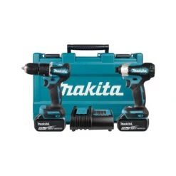 Makita DLX2414ST 18V Cordless Brushless Combi Drill & 1/4" Impact Drill Twin Pack With 2 X 5.0Ah Batteries, Charger & Case