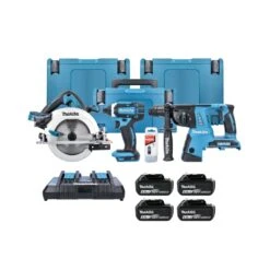 Makita DLX3049PTJ 18V 3 Piece Cordless Kit With 4 X 5.0Ah Batteries, Twin Port Charger & MakPac Cases