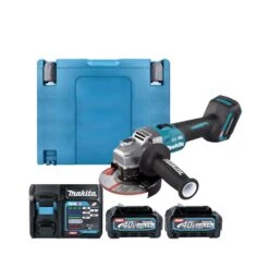Makita GA005GD201 40Vmax XGT Cordless Brushless 125mm Slide Switch Angle Grinder With 2 X 2.5Ah Batteries, Charger & Case