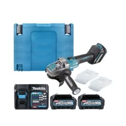 Makita GA040GD201 40Vmax XGT X-Lock Cordless Brushless 15mm Angle Grinder With 2 X 2.5Ah Batteries, Charger & Case