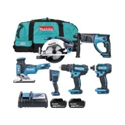 Makita 18V LXT 6 Piece Cordless Power Tool Kit With 2 X 5.0Ah Batteries, Charger & Tool Bag