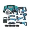 Makita 18V Cordless 10 Piece Power Tool Kit With 4 X 5.0Ah Batteries, Twin Port Charger & Tool Bag -ToolMax Store mak kit 5