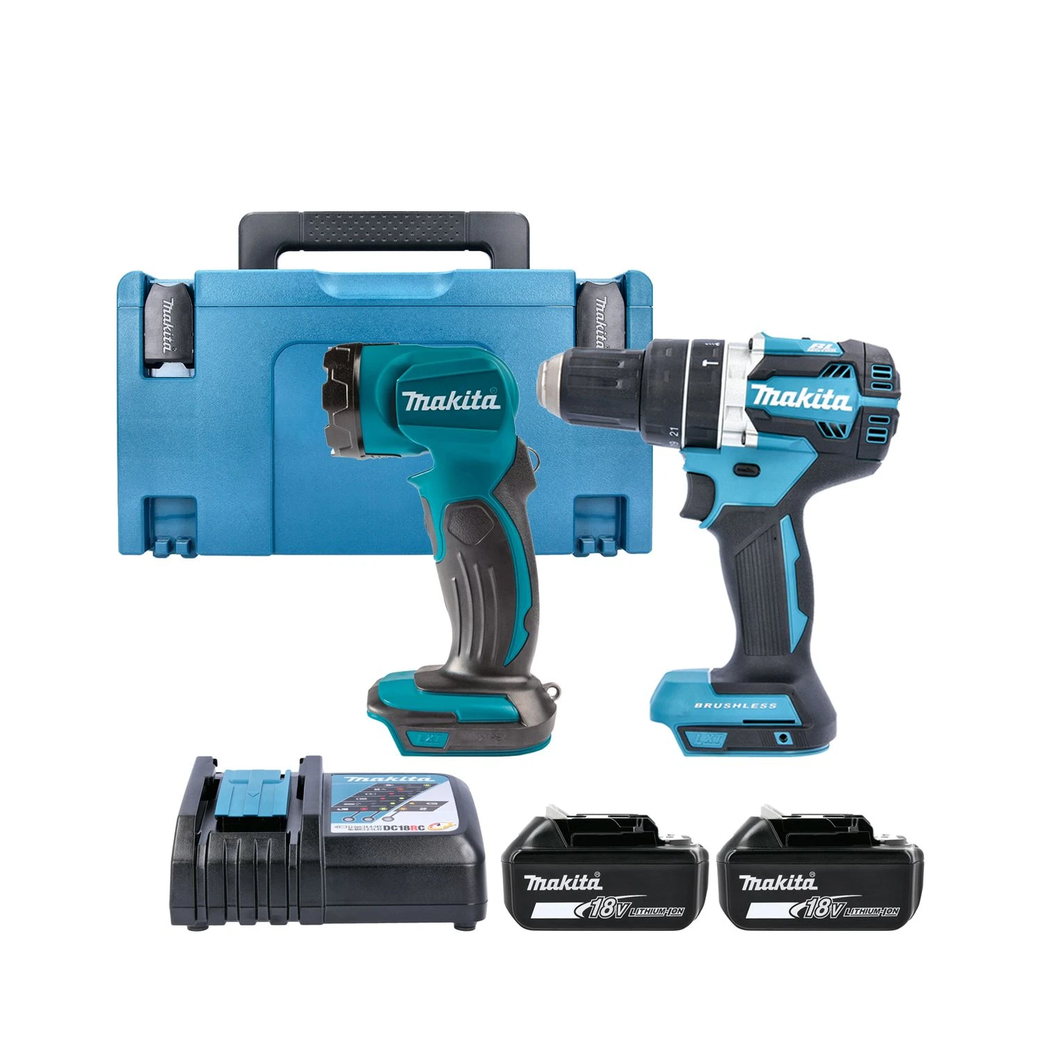 Makita 18V LXT Cordless DHP484Z Combi Drill & DML815 LED Flashlight With 2 X 5.0Ah Batteries, Charger & Case 3 Makita 18V LXT Cordless DHP484Z Combi Drill & DML815 LED Flashlight With 2 X 5.0Ah Batteries, Charger & Case