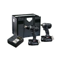 Panasonic PANC231LJ 18V Cordless Brushless Smart Drill Driver & Impact Driver Twin Pack With 2 X 5.0Ah Batteries, Charger & Case