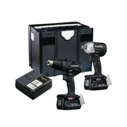 Panasonic PANC242LJ 18V Smart Combi Drill & Impact Wrench Twin Pack With 2 X 5.0Ah Bateries, Charger & Case