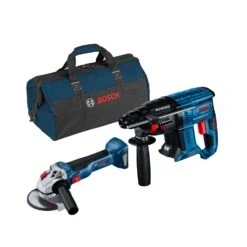 Bosch GWS 18V-10 Brushless 115mm Angle Grinder & GBH 18V-21 SDS+ Rotary Hammer Drill Twin Pack With Tool Bag (Without Battery & Charger)